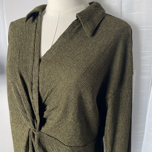 NWT Madewell Green Twist-Front Long-Sleeve Top Size Large - Picture 6 of 10